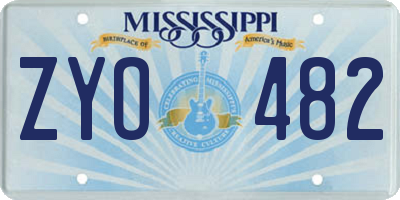 MS license plate ZYO482