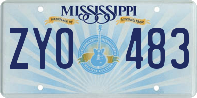 MS license plate ZYO483