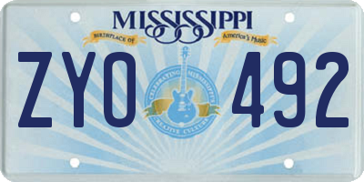 MS license plate ZYO492