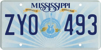MS license plate ZYO493