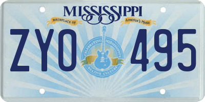 MS license plate ZYO495