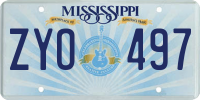 MS license plate ZYO497