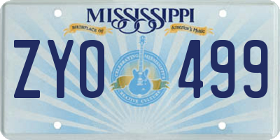 MS license plate ZYO499