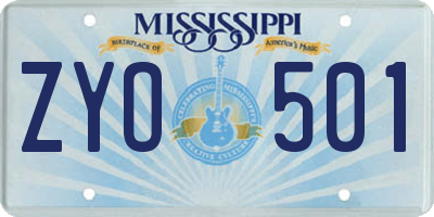 MS license plate ZYO501