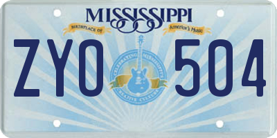 MS license plate ZYO504