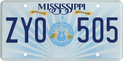 MS license plate ZYO505