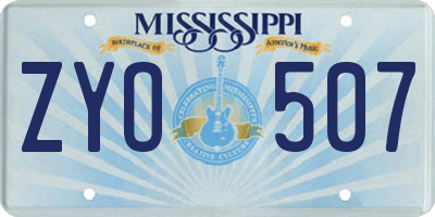 MS license plate ZYO507
