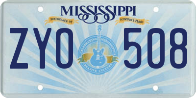 MS license plate ZYO508