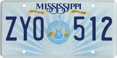 MS license plate ZYO512