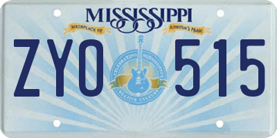 MS license plate ZYO515