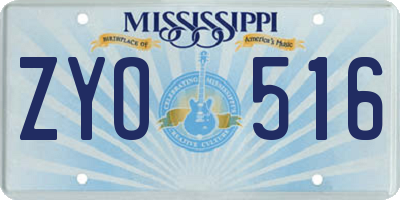 MS license plate ZYO516