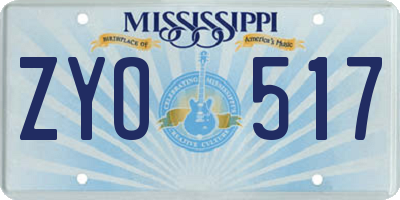 MS license plate ZYO517