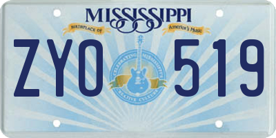 MS license plate ZYO519