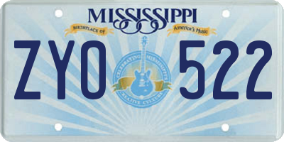 MS license plate ZYO522