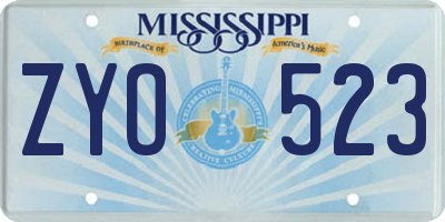 MS license plate ZYO523