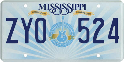 MS license plate ZYO524