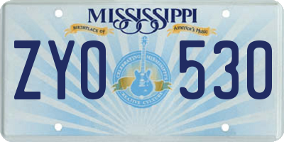 MS license plate ZYO530