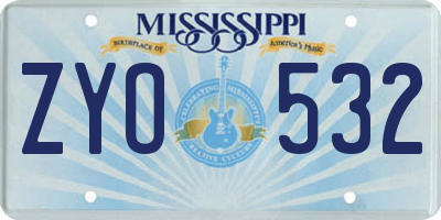 MS license plate ZYO532