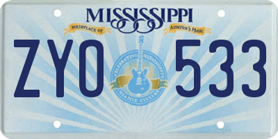 MS license plate ZYO533