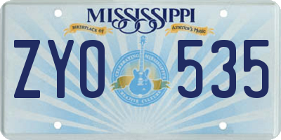 MS license plate ZYO535
