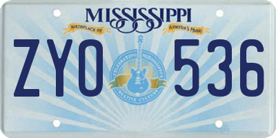 MS license plate ZYO536