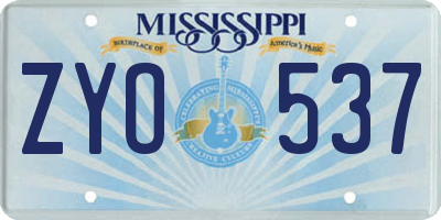 MS license plate ZYO537