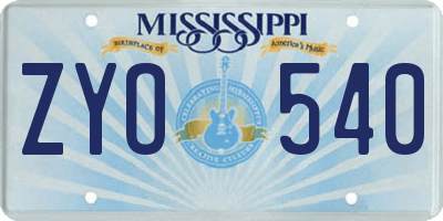 MS license plate ZYO540