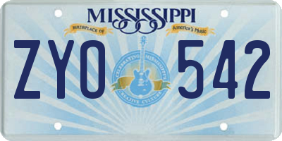 MS license plate ZYO542