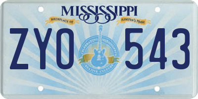 MS license plate ZYO543