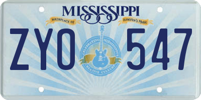 MS license plate ZYO547