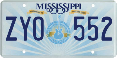 MS license plate ZYO552