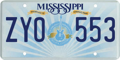 MS license plate ZYO553