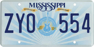 MS license plate ZYO554