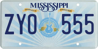 MS license plate ZYO555