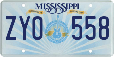 MS license plate ZYO558