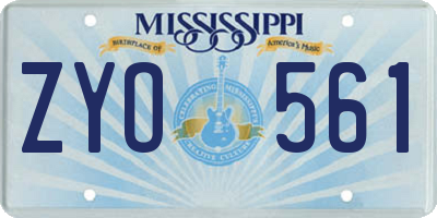 MS license plate ZYO561