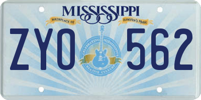 MS license plate ZYO562