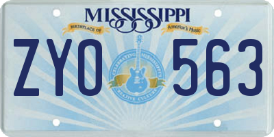 MS license plate ZYO563