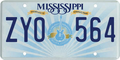 MS license plate ZYO564