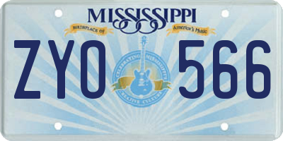 MS license plate ZYO566