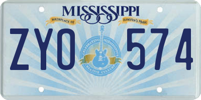 MS license plate ZYO574