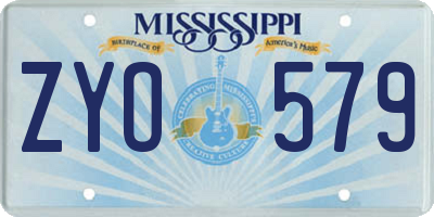 MS license plate ZYO579