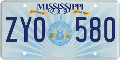 MS license plate ZYO580