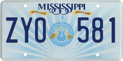 MS license plate ZYO581
