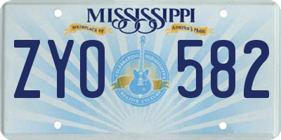 MS license plate ZYO582