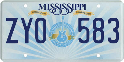 MS license plate ZYO583