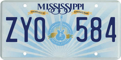 MS license plate ZYO584