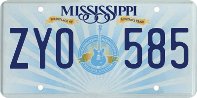 MS license plate ZYO585