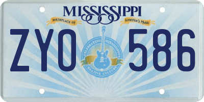 MS license plate ZYO586