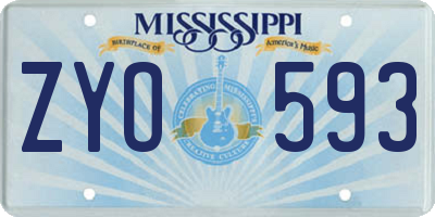 MS license plate ZYO593
